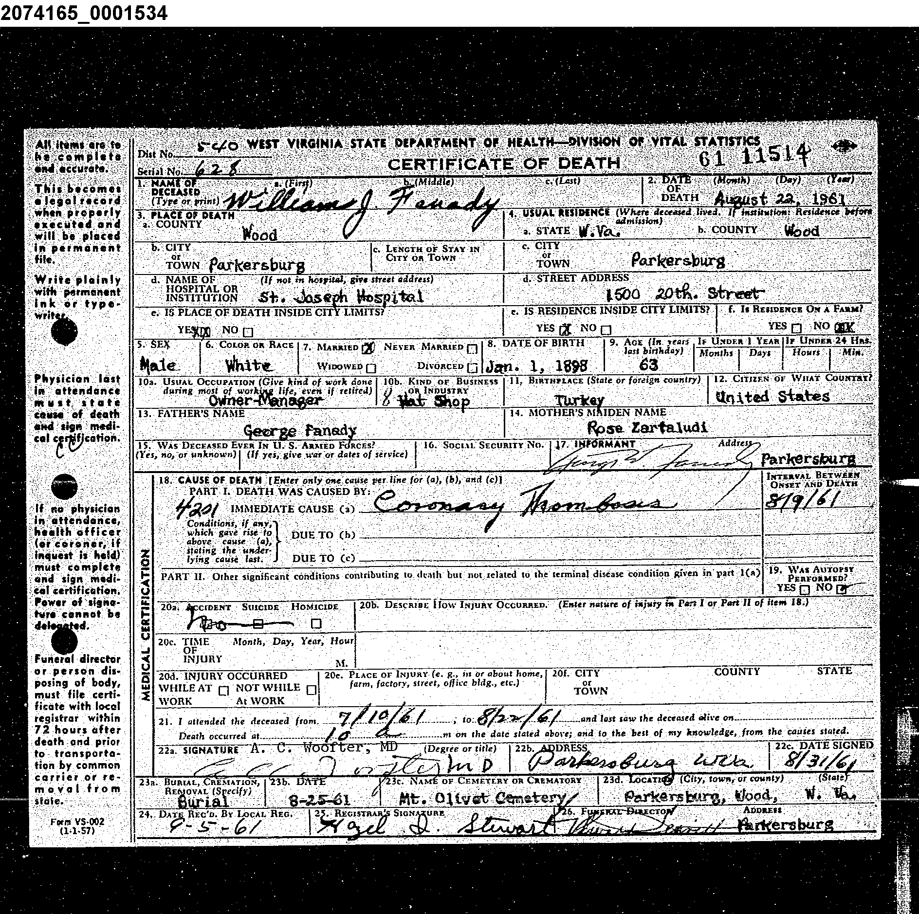 William J. Fanady Death cert.jpg