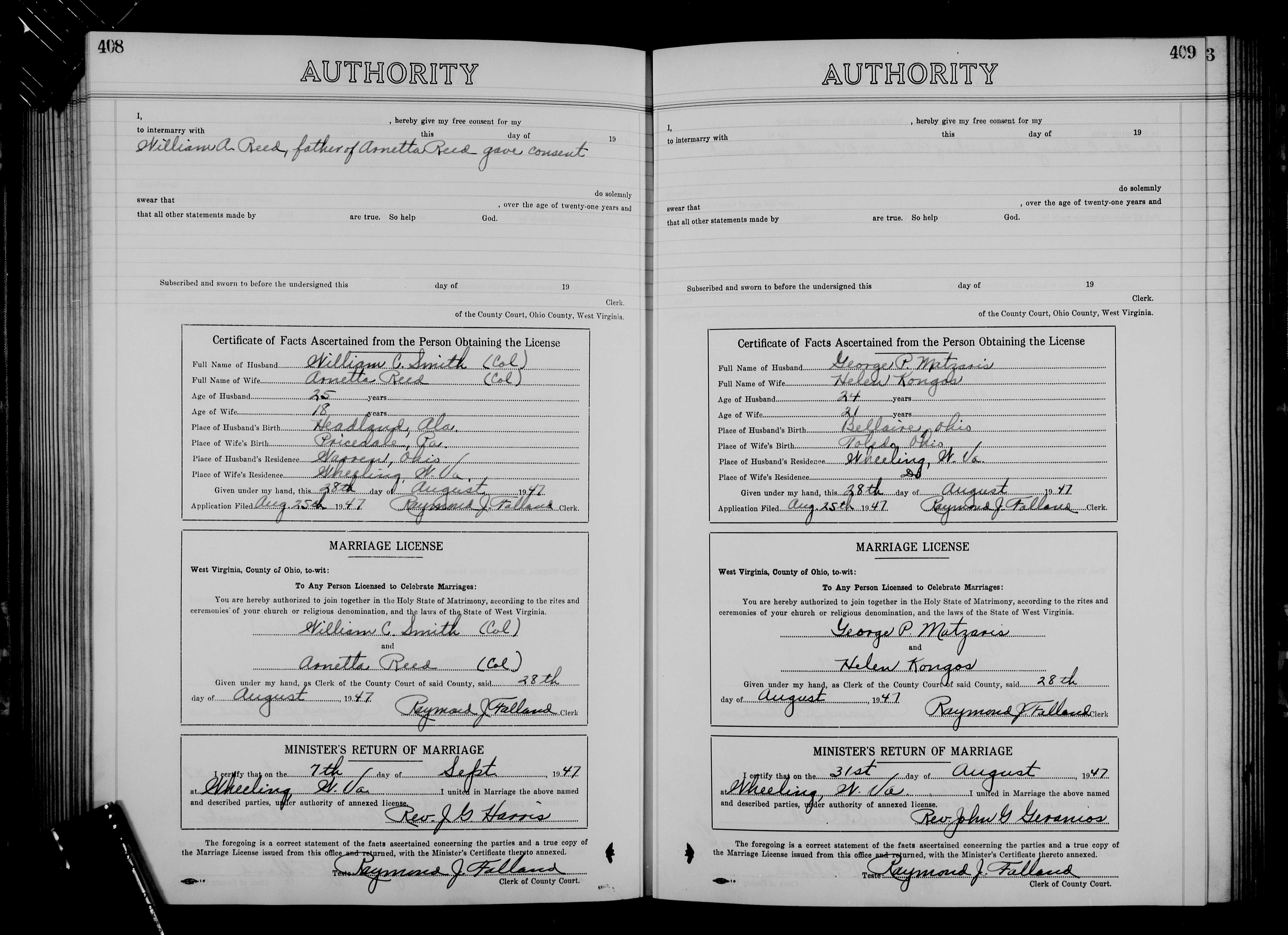 George P. Matzaris & Helen Kongos marriage license.jpg
