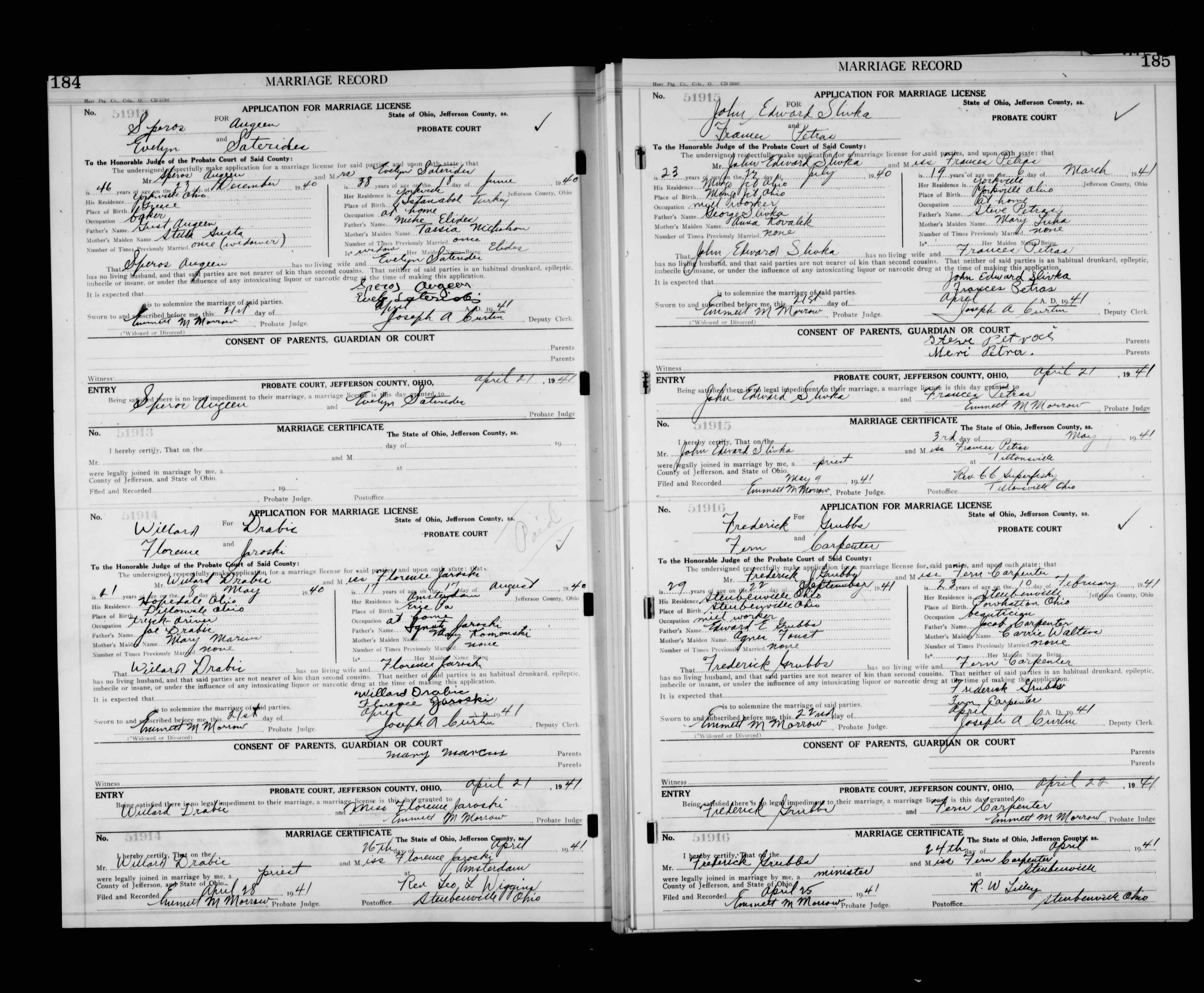 Speros Augeen & wife Evelyn's marriage license.jpg