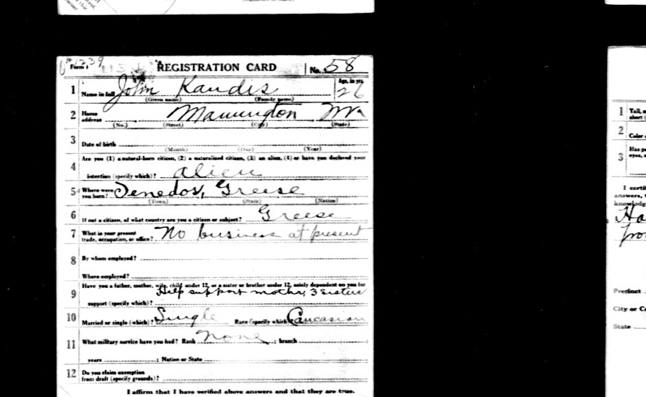 John Kandis' Draft Registration Marion Co.,W.Va..jpg