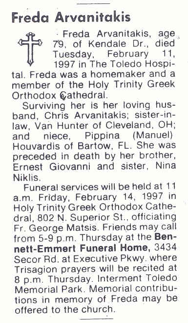 Freda Giovanni Arvanitakis d-o James & Maria Kalage Giovanni w-o Chris Arvanitakis d.2-11-1997.jpg
