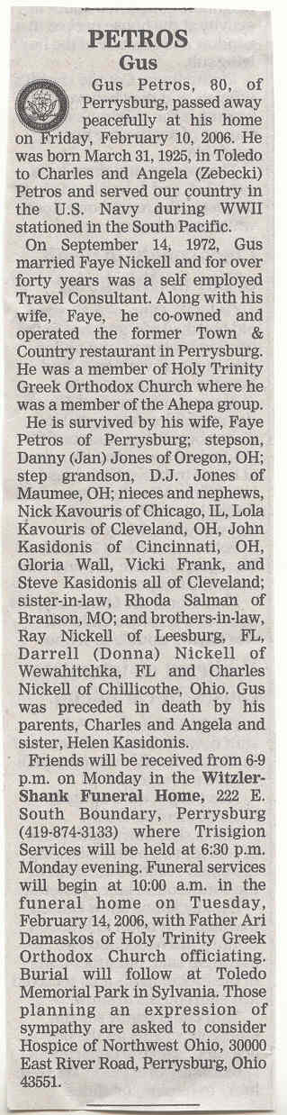 Gus Petros s-o Charles & Angela Zebecki Petros h-o Faye Nickell d. 2-10-2006.jpg