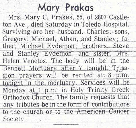 Mary Evdemon Prakas d-o Michael & Paraskevi Evdemon w-o Charles Prakas d. 6-12-1976.jpg