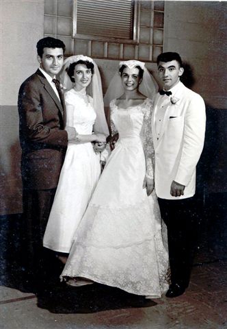 Andy & wife Mary Dolan Fenady & Katherine Matthews & Georg Fenady's wedding day - June 30, 1956.jpg