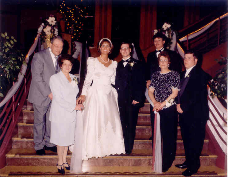 Everett & Sophia Christo Atherine, bride Jennifer, & groom Nicholas, Everette Jr, wife Barbara & son Everett Atherine III - April 26, 1997.jpg